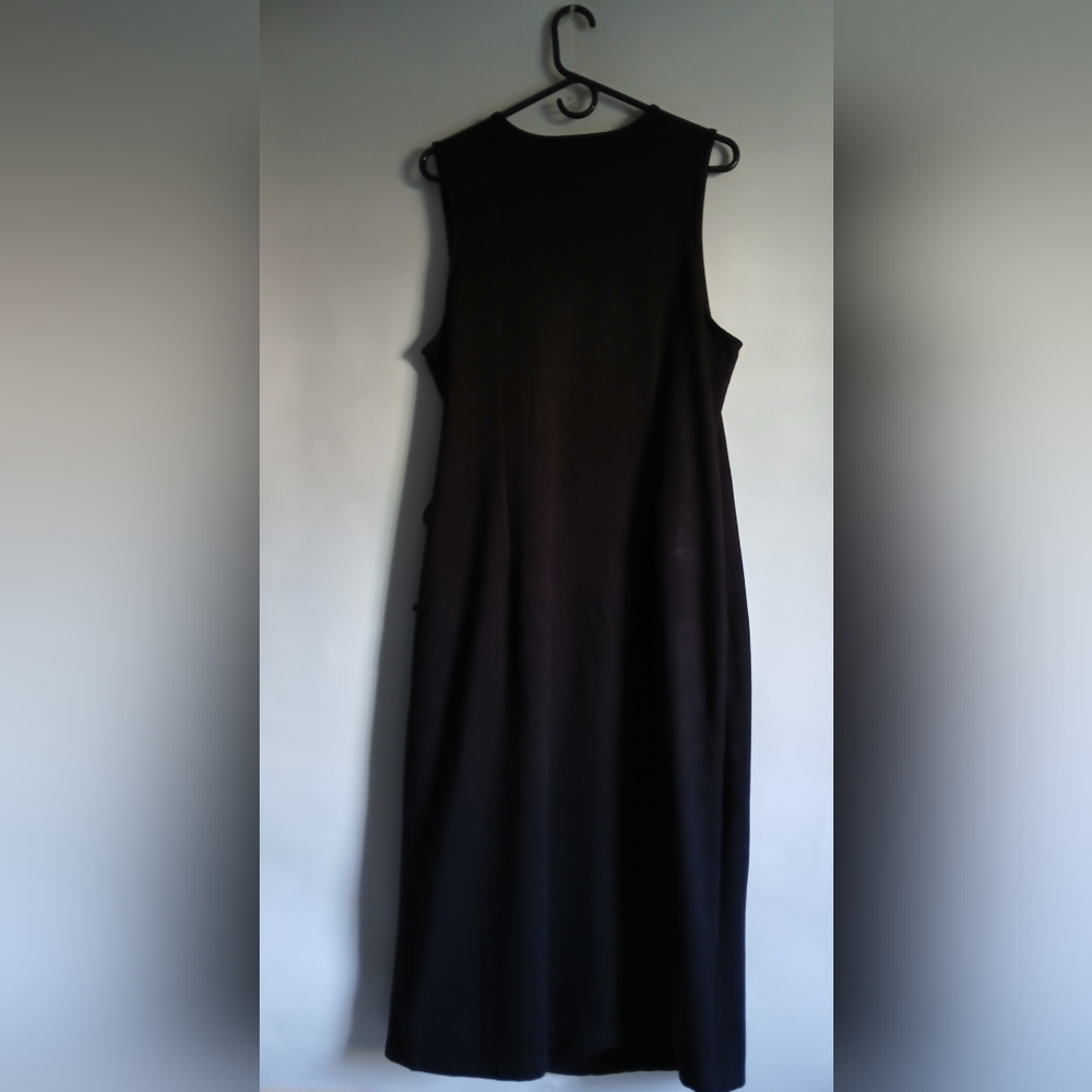 Women's Talbots Petite black rayon knit sleeveless long dress SzPL - Picture 10 of 13